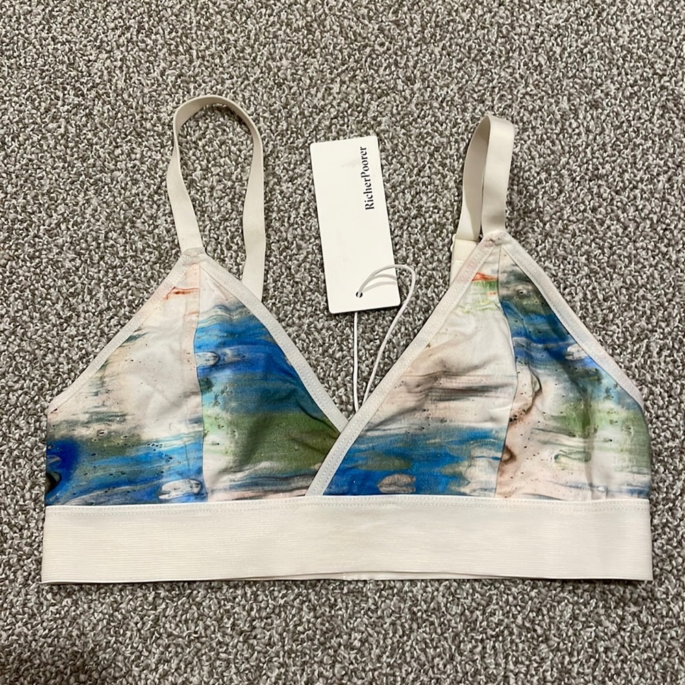 NWT Richer Poorer Bra Bralette S Small, Watercolors Abstract Ikat Adjustable
